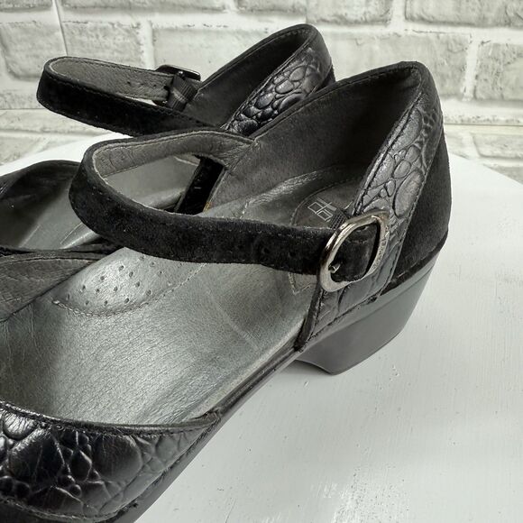 Dansko Sally Women's Size 39 -8.5/9 US Black Suede Leather Mary Jane Clogs - Picture 11 of 13